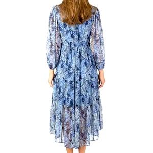 Joie New Limited Edition Printed Maxi Floral Chiffon Dress Retail $268 XL